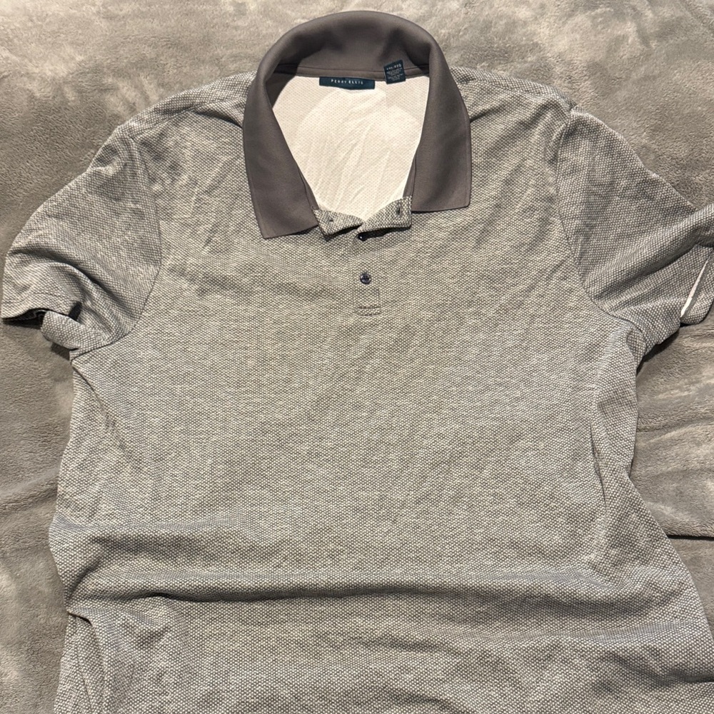 Perry Ellis Two-Tone Gray Polo Shirt